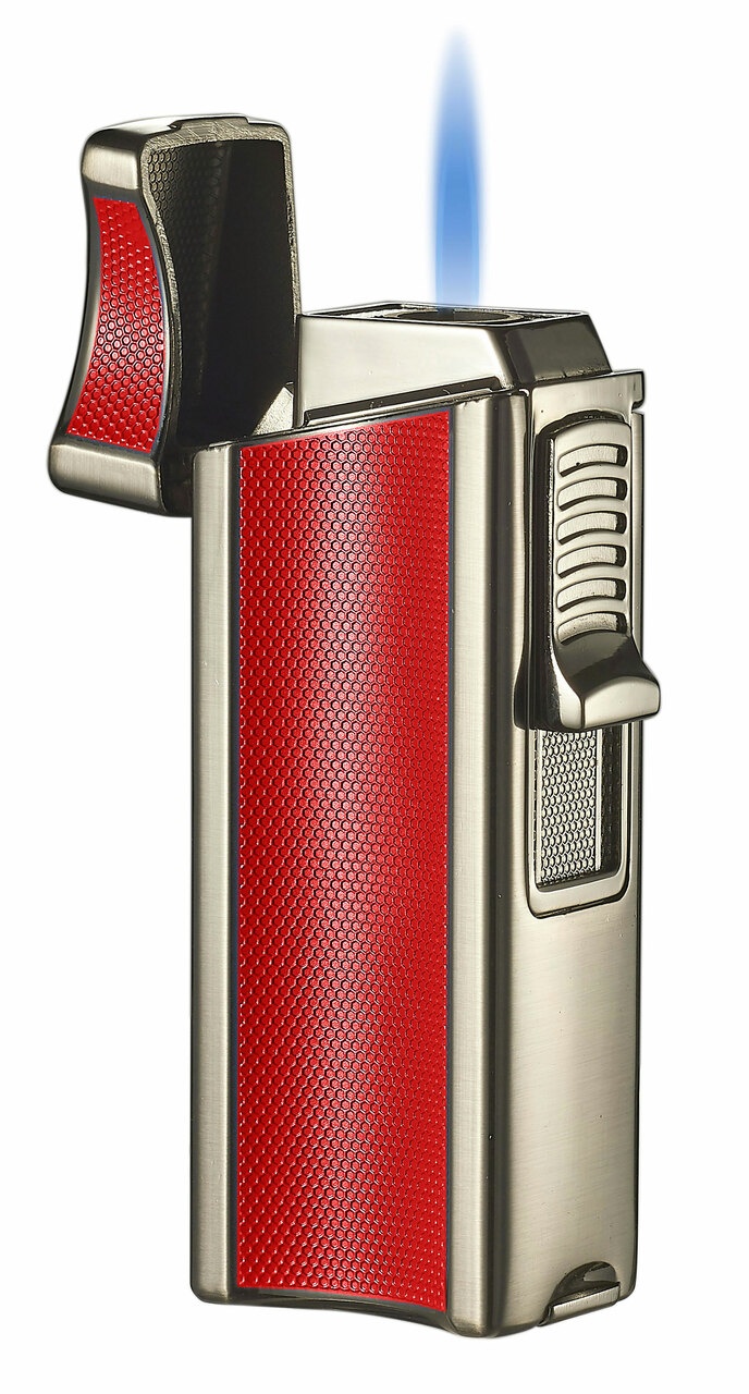 Visol Ridge Red Single Flame Torch Lighter With Cigar Rest