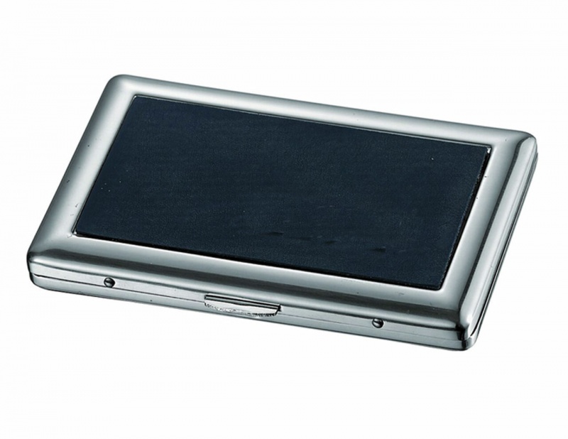 Visol Porter Black Leatherette Stainless Steel Cigarette Case