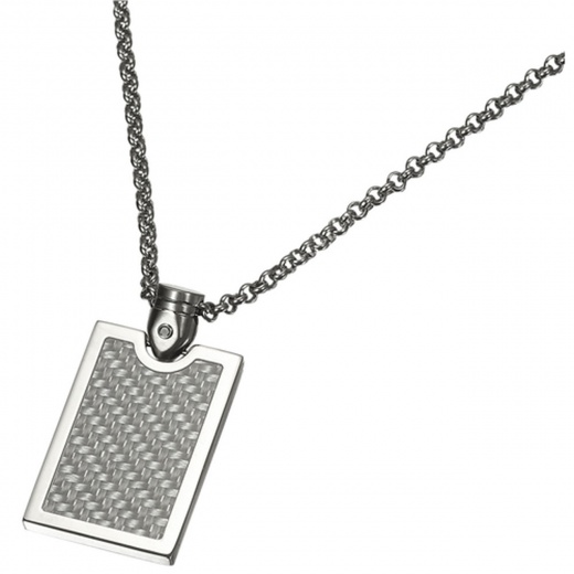 Caseti Indarra Silver Carbon Fiber Pendant With Chain