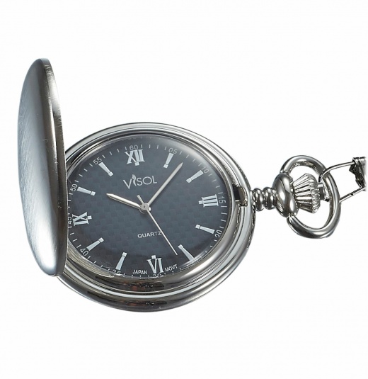 Visol Benson Brushed Chrome Japanese Quartz Pocket Watch