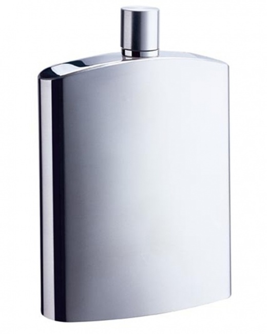 Visol David Brushed Metallic Large Stainless Steel 8 Oz. Hip Flask