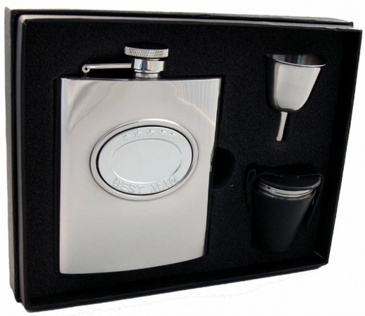 Visol 5 Stars Best Man Stainless Steel 8Oz Deluxe Flask Gift Set