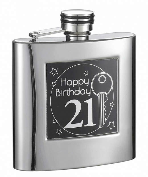 Visol Twenty First Birthday Stainless Steel Hip Flask