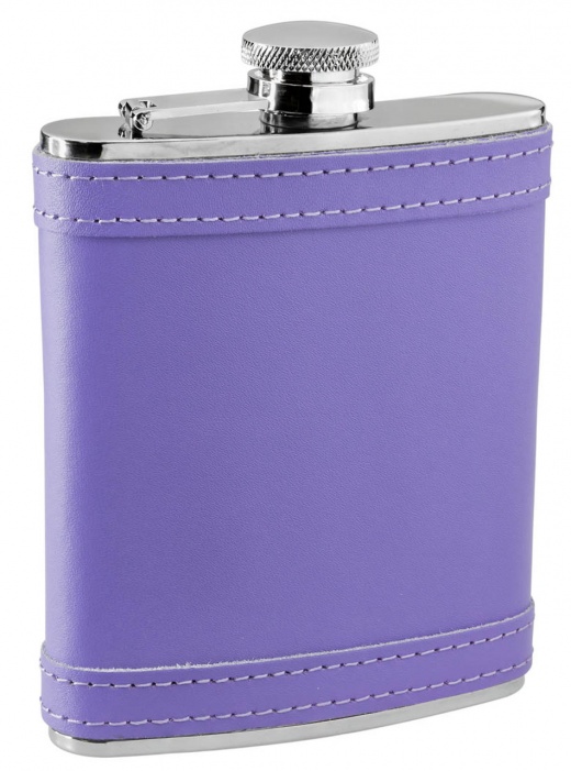 Visol Lave Lavender Leather Stainless Steel Liquor Flask