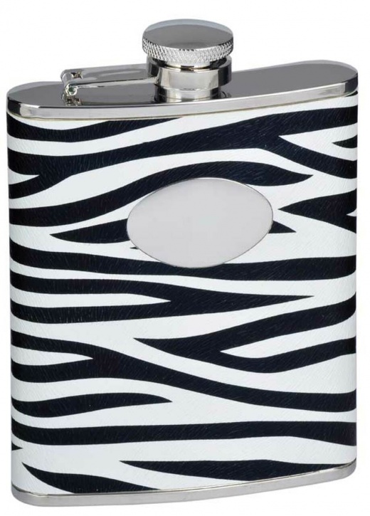Visol Zebra Black & White Leather Stainless Steel Liquor Flask