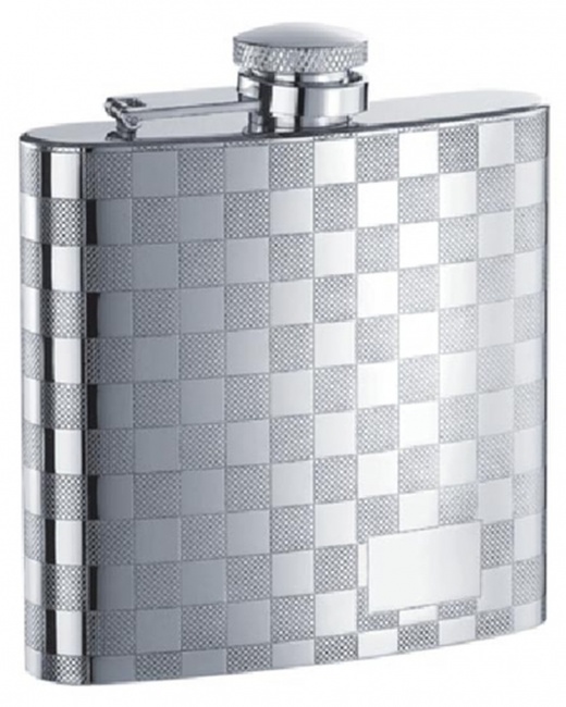 Visol Mate Checkered Stainless Steel 6Oz Hip Flask
