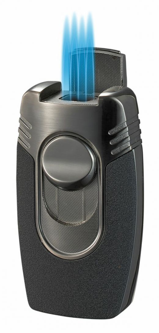 Visol Quadflow Black Crackle Quad Torch Cigar Lighter