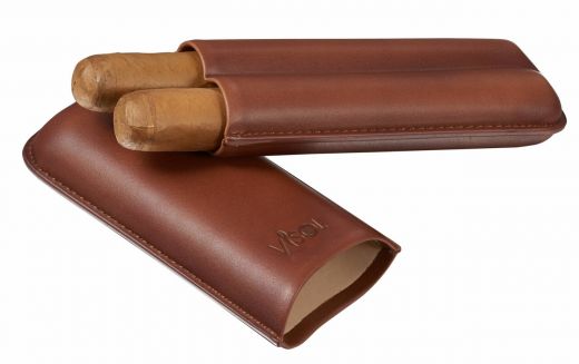 Visol Wheeler Brown Genuine Leather Cigar Case