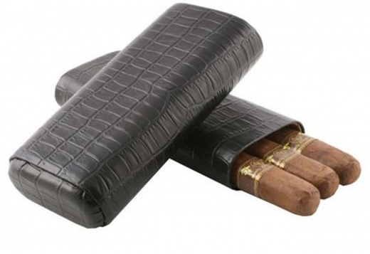 Visol Draco Black Crocodile Finish Cigar Case