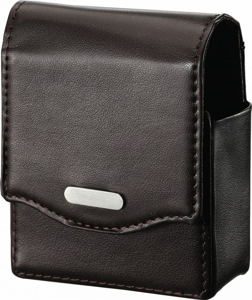 Visol Bruin Dark Brown Leather Cigarette Case Holder With Lighter Pouch