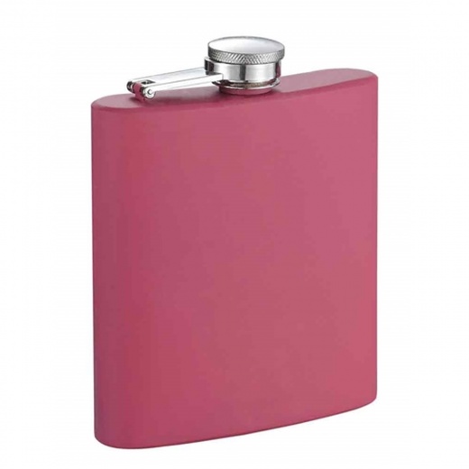 Visol Flamingo 6 Ounce Pink Coated Stainless Steel Flask