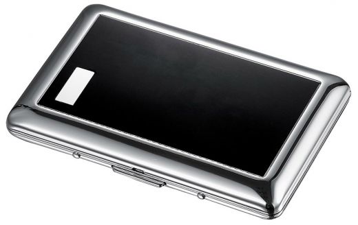 Visol Avery Brushed Two Tone Black and Chrome Business Card Holder