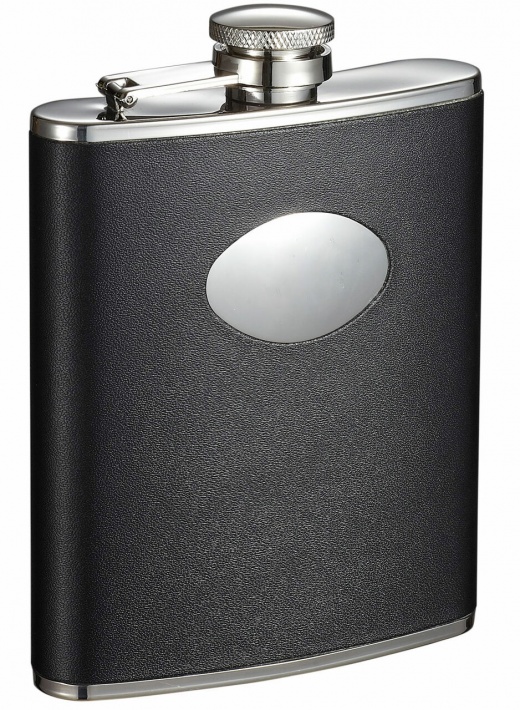 Visol Montego Black Leather Liquor Flask