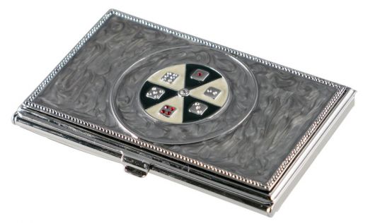 Visol Mahjong Grey Marble Lacquer Women's Business Card Case