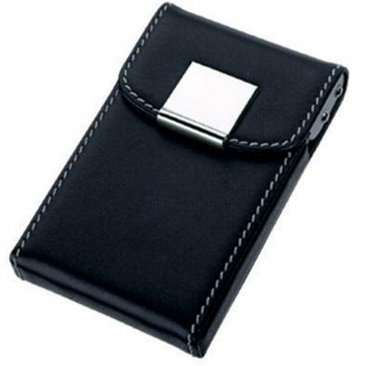 Visol Pristine Black Leather Business Card Case