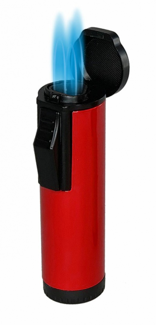 Visol Hades Red Lacquer Triple Torch Cigar Lighter