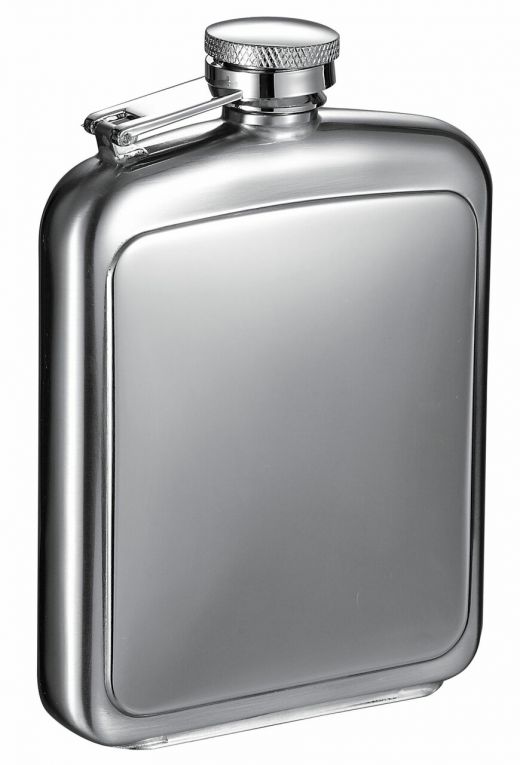 Visol Vitak Polished And Brushed Metal Hip Flask - Luxury Whiskey Accessory