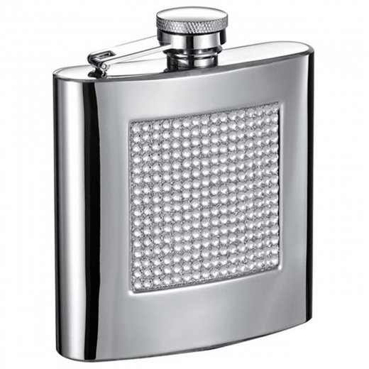 Visol Vierkant 6 Oz Bling Mirrored Hip Flask With Rhinestones