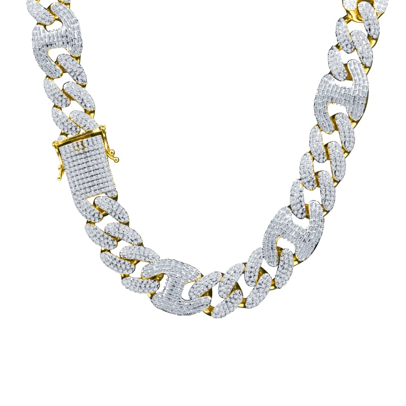 Inculcar 20 Mm Iced Out Chain I Gold