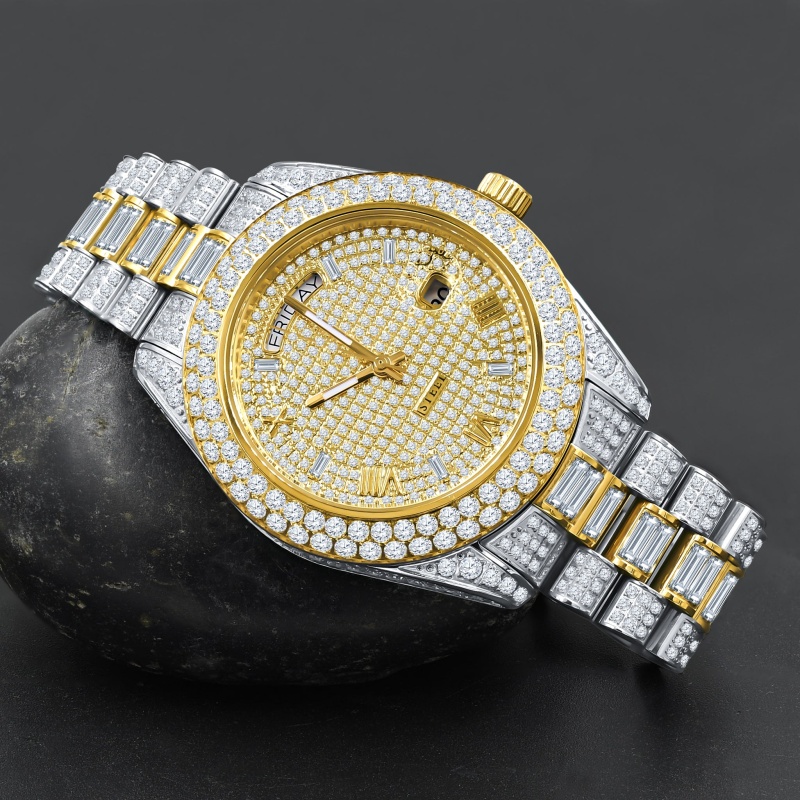 Fanciful Crystal Watch Two Tone Gold