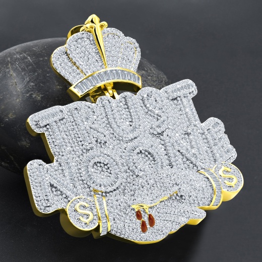 Confido Hip Hop Crystal Pendant in Silver - Believe in Yourself