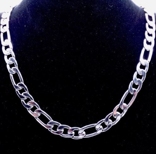 Silver Plated Solid Brass Figaro Chain