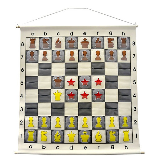 36" Quality Chess Demo Board With Clear Pieces And Bag - Black