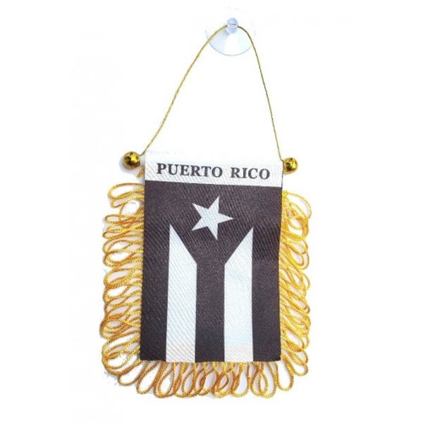 Black Puerto Rico Flag Mini Banner