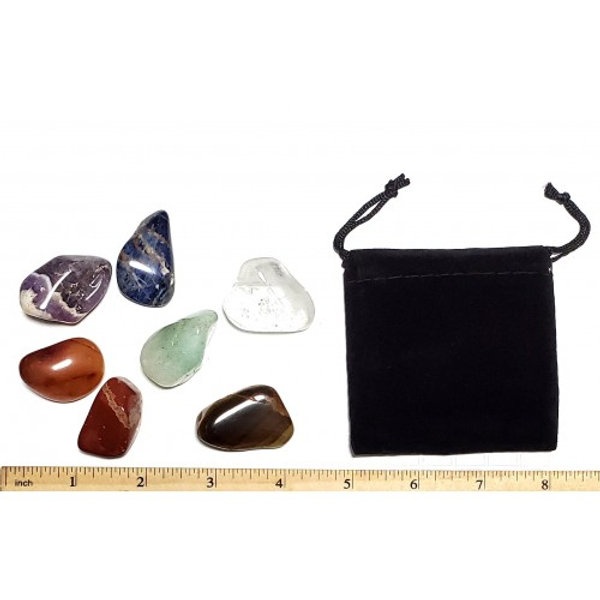 Felt Bag And 7 Chakra Stones Gemstones Reiki