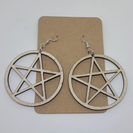 Wood Earring : Pentagram