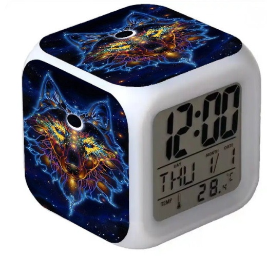 Digital Alarm Clock : Mystical Wolf