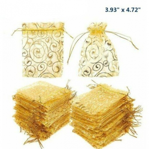 Golden Organza Bags (10Pcs) - The Perfect Accessory for Any Occasion