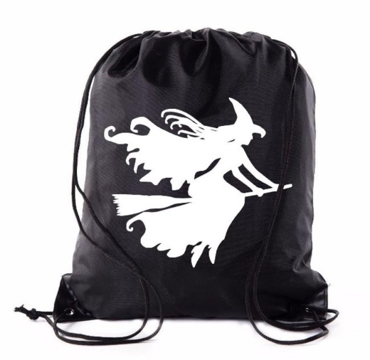 Witch On Broom Drawstring Bag