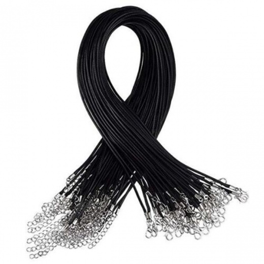 12 X Necklace Braided Imitation Leather Chain Cord Black