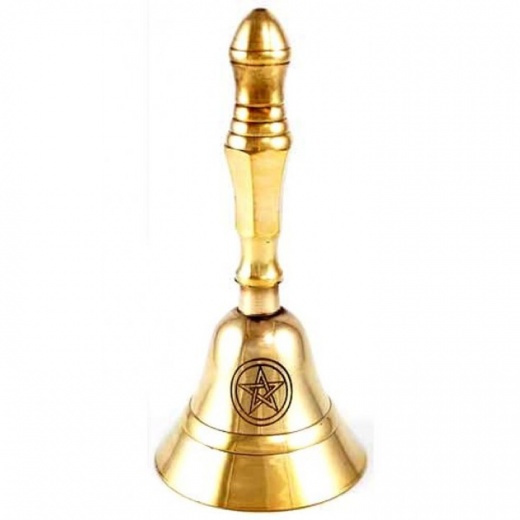 Pentacle Altar Bell, Brass 5"