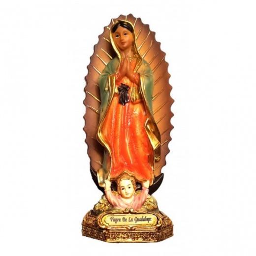 5 Inch Lady Guadalupe Religious Statue - Hand Painted Resin Figure