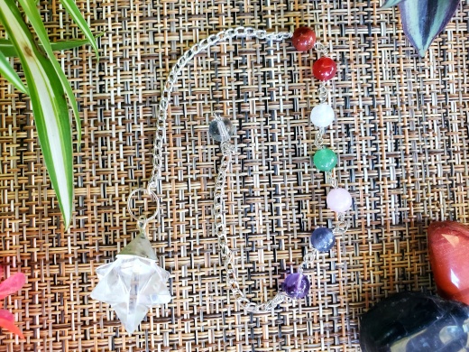Seven Chakra Quartz Merkaba Pendulum