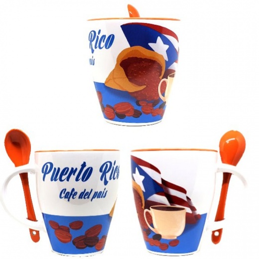 Puerto Rico Mug With Spoon: Perfect for Coffee Beans