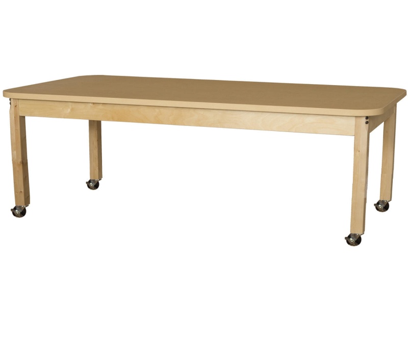 Mobile 30" X 72" Rectangle High Pressure Laminate Table With Hardwood Legs-29"