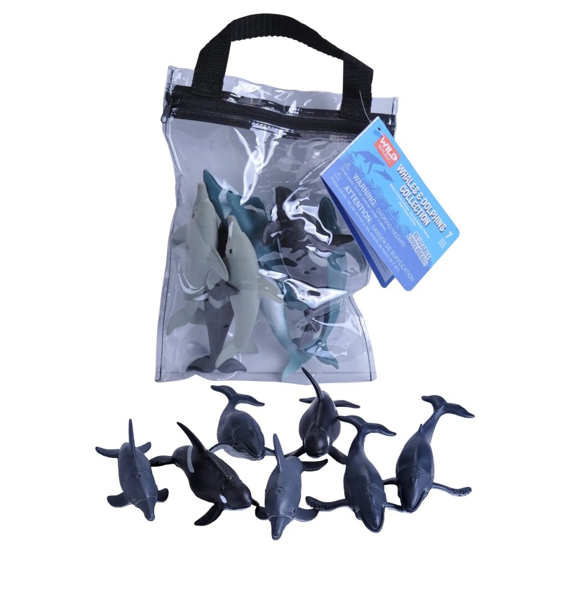 Polybag Zip Whale And Dolphin Figurines - 12"