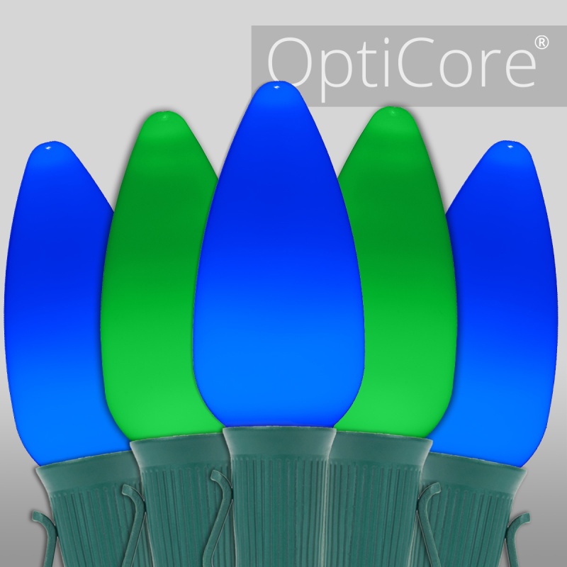 C9 Blue / Green Smooth Opticore Commercial LED Christmas Lights