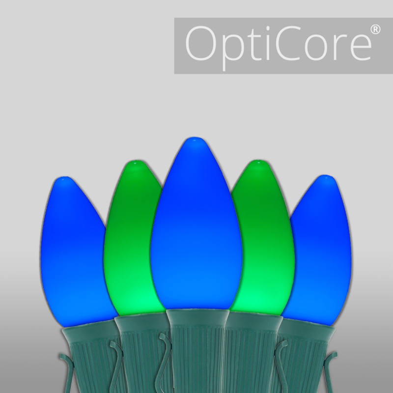 C7 Blue / Green Smooth OptiCore® Commercial LED Christmas Lights