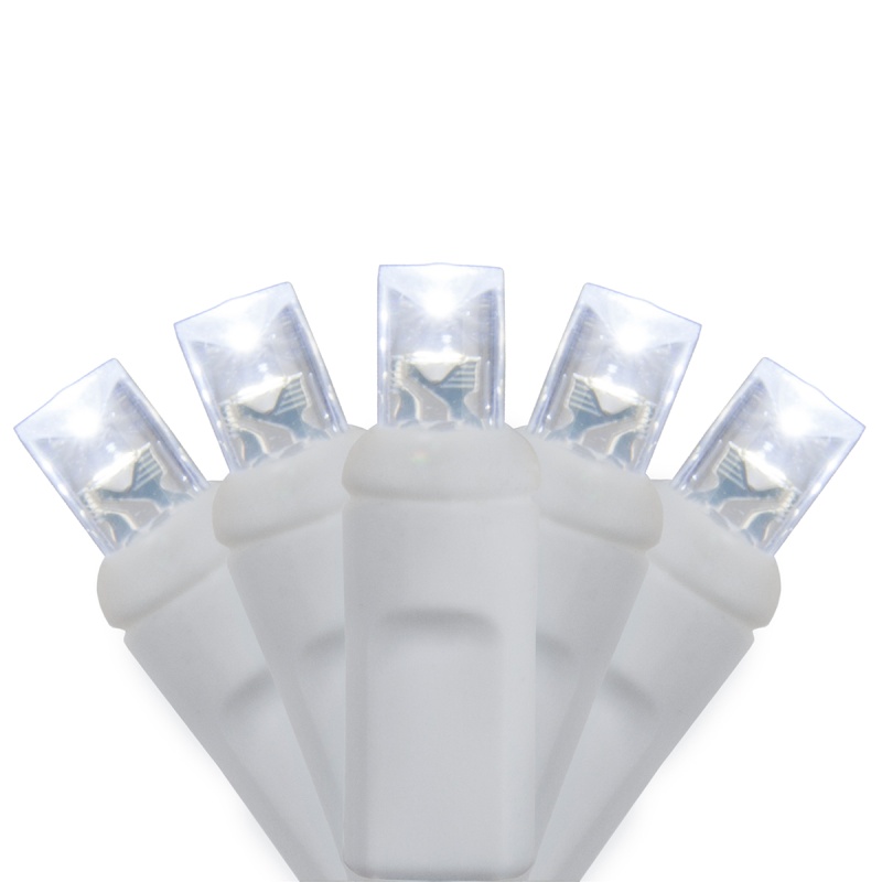 5Mm Wide Angle Cool White Led Christmas Lights On White Wire