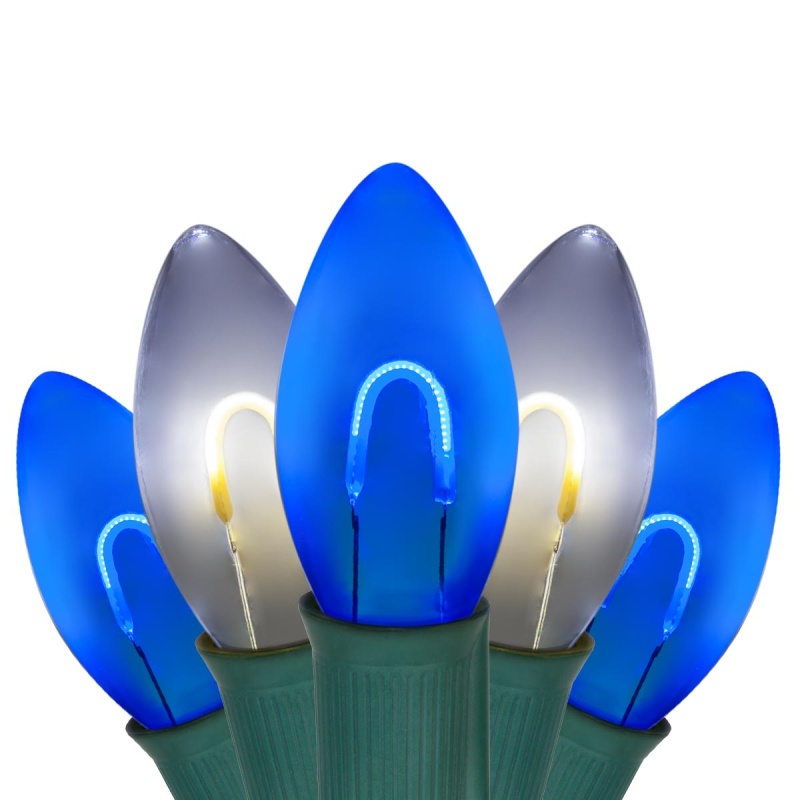 C9 Blue / Cool White Flexfilament® LED Christmas Lights