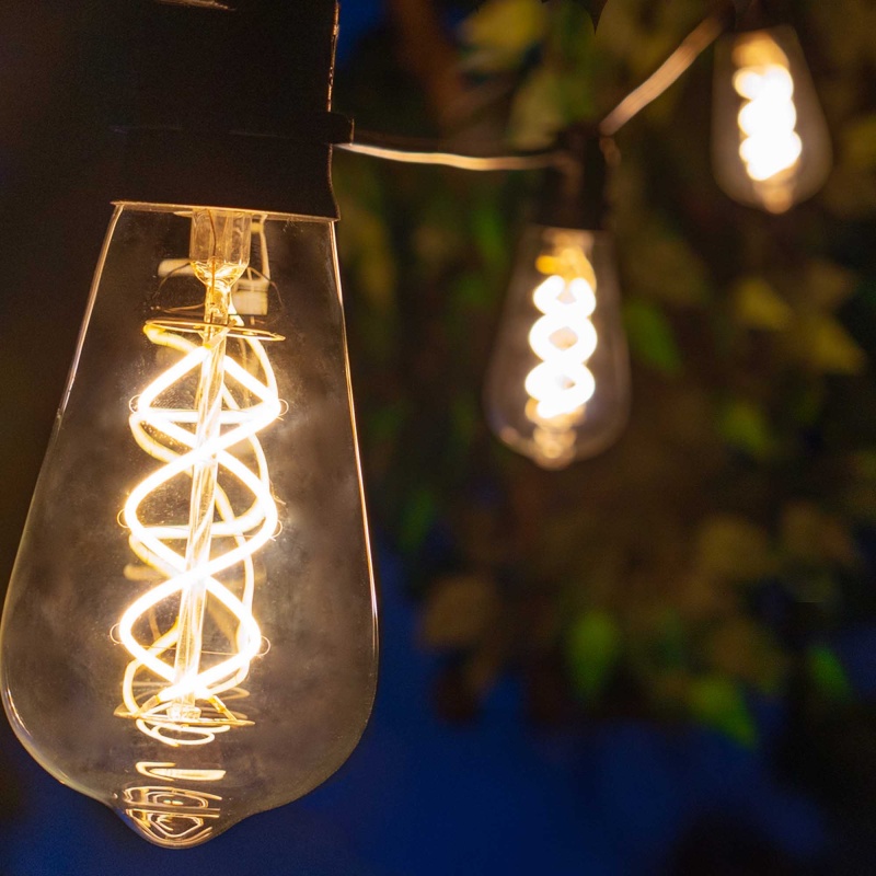 FlexFilament LED Patio String Light Set With ST64 Edison Bulbs