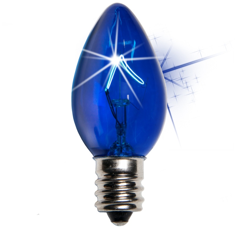 C7 Twinkle Blue Triple Dipped Transparent Bulbs