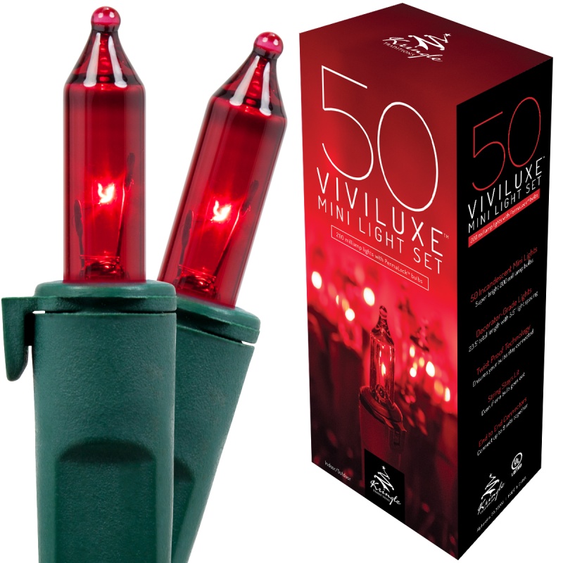 50 Viviluxe Tm Red Christmas Mini Lights, Green Wire