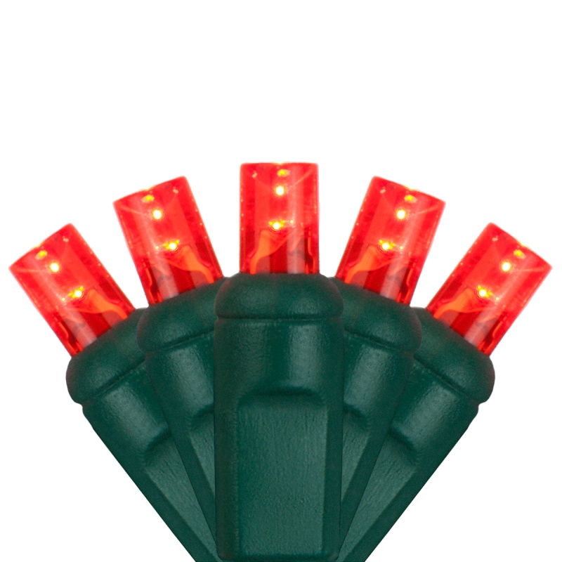5Mm Wide Angle Red Led Christmas Lights On Green Wire