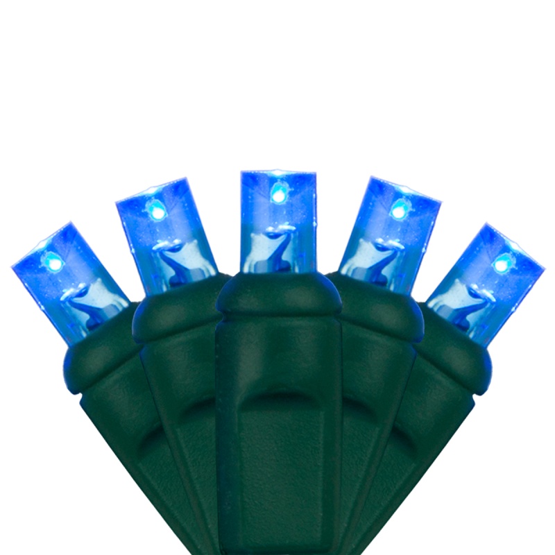 5mm Blue LED Christmas Lights on Green Wire