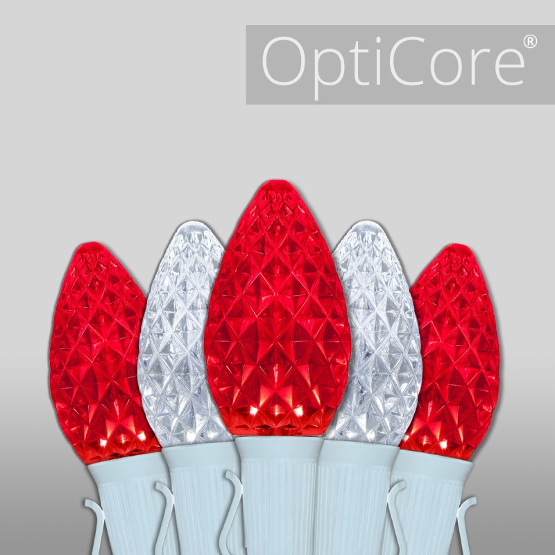 C7 Cool White / Red Opticore® Commercial Led Christmas Lights